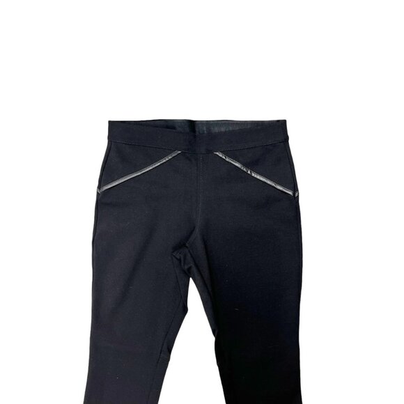 Max Studio Black Skinny Pants Leggings Faux Leather Trim Pull on Size Small - Picture 3 of 12